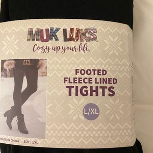 Muk Luks 2 pack size L/XL fleece footed tights. Both pair are black.